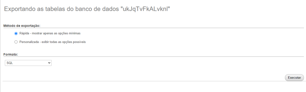exportar banco de dados no phpmyadmin