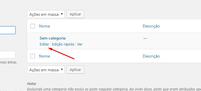 Deletar a categoria sem categoria do wordpress