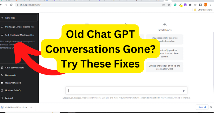Conversas GPT de bate-papo antigo foram embora? Tente essas correções