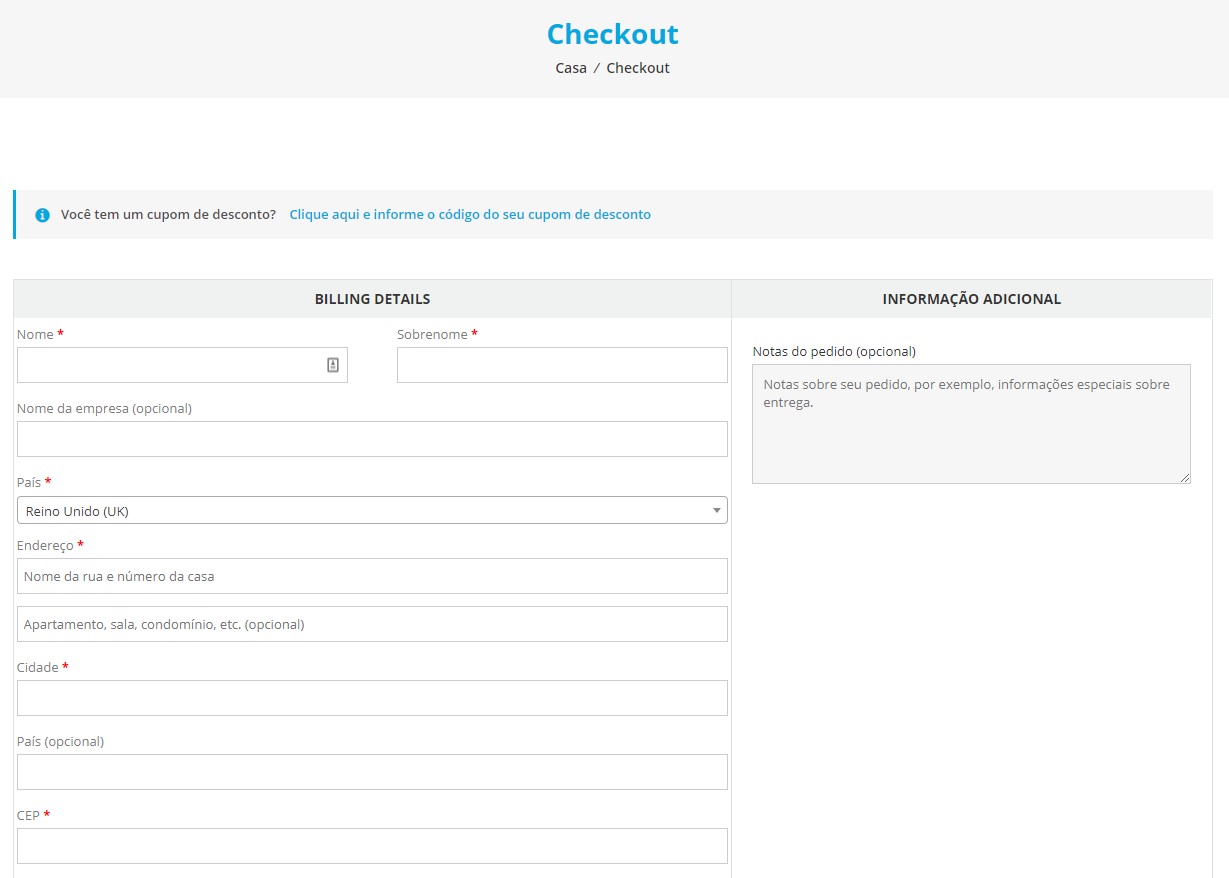 página de finalizar compra no woocommerce