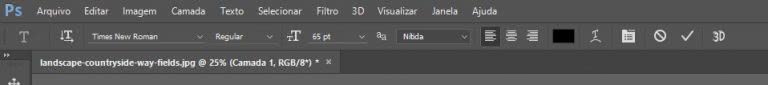 Ferramenta de adicionar texto no photoshop