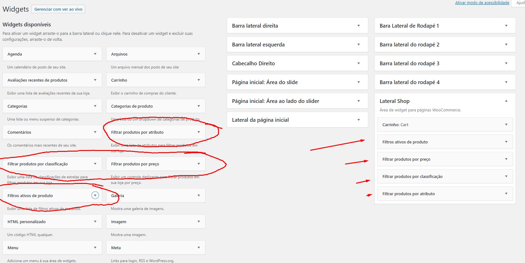 filtros de pesquisa no woocommerce