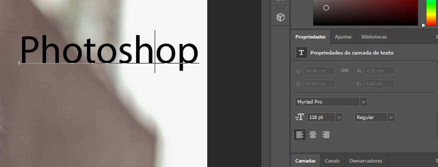 Novo painel de propriedades no photoshop