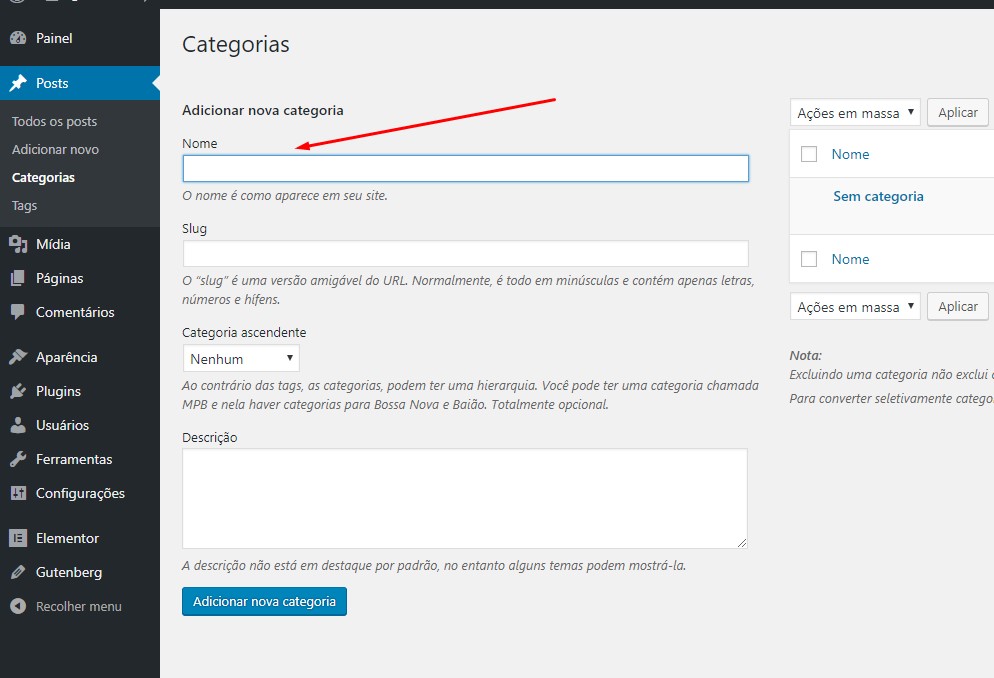 Fazer outra categoria ser a padrão do wordpress