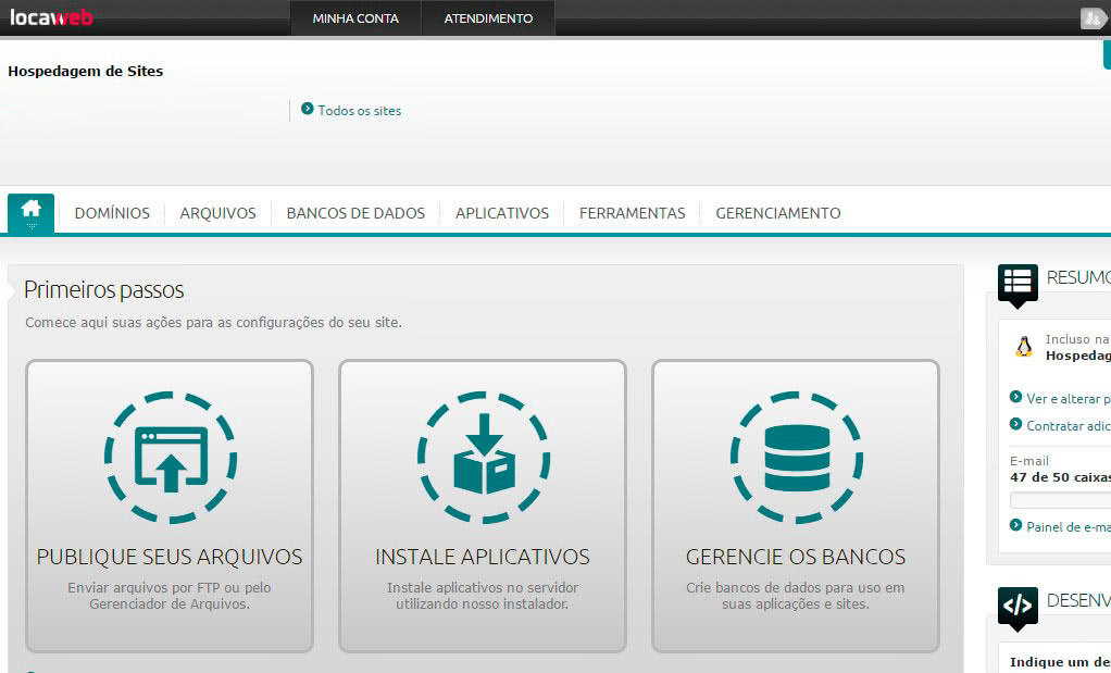 serviço de hospedagem da locaweb é antigo